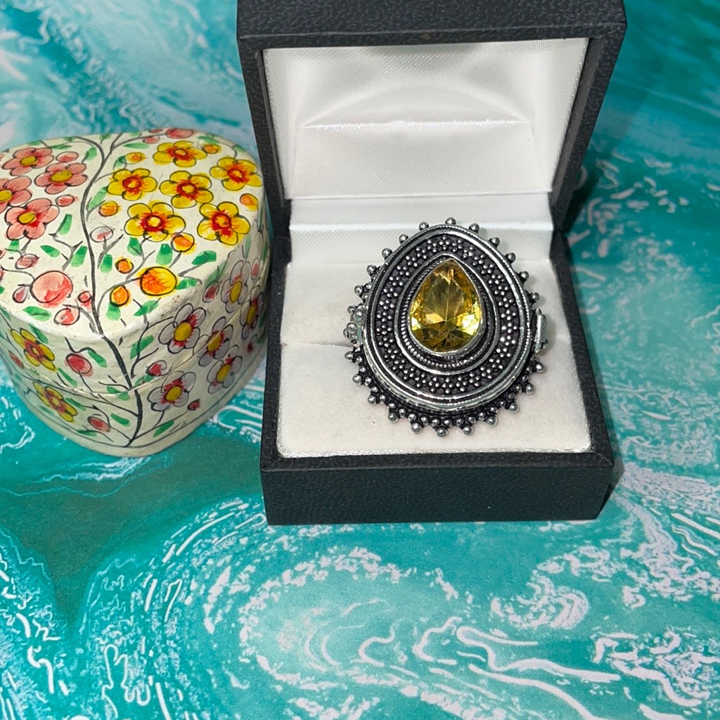 Citrine Poison Ring